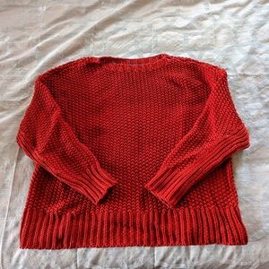 Eileen Fisher red-orange chunky cable knit sweater, size S